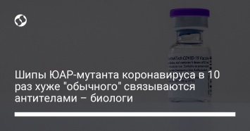 Шипы ЮАР-мутанта коронавируса в 10 раз хуже "обычного" связываются антителами - биологи