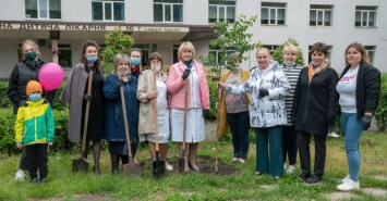 В больнице №16 поздравили детей и высадили «Аллею надежды»