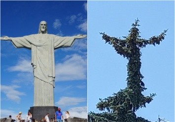 Елка в Луцке превратилась в статую Христа-Искупителя из Рио (ФОТО)