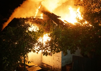 После удара молнии: в Днепре загорелись два частных дома (видео)