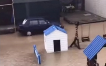 В Кирилловке затопило базы отдыха: курортники ходят по колено в воде (ВИДЕО)