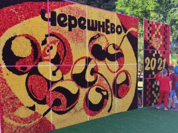 В Мелитополе провели фестиваль черешни - из ягод сделали картину и запустили черешневый фонтан (ФОТО)