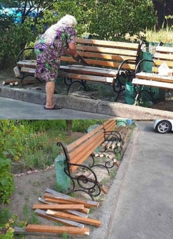 Женщина с пилой: пенсионерка, распилившая лавочку, будет отвечать за порчу скамейки