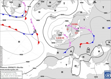 Два северных циклона завтра принесут в Украину дожди. Карта прогноза на 28 июля