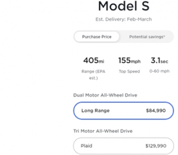 Заказчикам придется ждать базовую версию Tesla Model S до февраля или марта