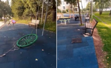 "Киевзеленстрой" просит опознать подростков, которые разгромили детскую площадку в парке "Озеро Лебединое" (видео)