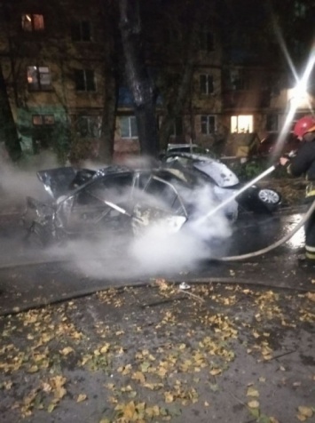 Трагическая ночь: в Кривом Роге автомобиль врезался в дерево и загорелся