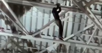 Под крышей аэропорта Внуково поймали «человека-паука» (видео)