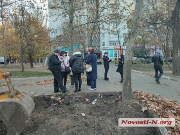 В Николаеве жители дома воспротивились укладке плитки на месте газона (ВИДЕО)
