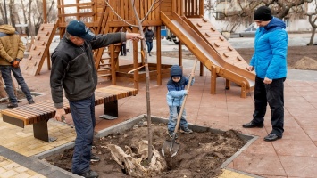 Депутат Кисилевский с жителями Северного высадили деревья в новом сквере на Липовой