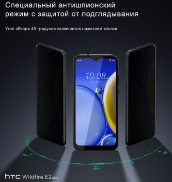 HTC Wildfire E2 Plus: смартфоны с экраном с защитой от подглядывания. Устройства доступны только в MERLION