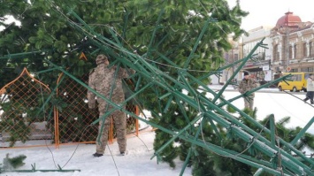В центре Кропивницкого упала главная елка (видео)
